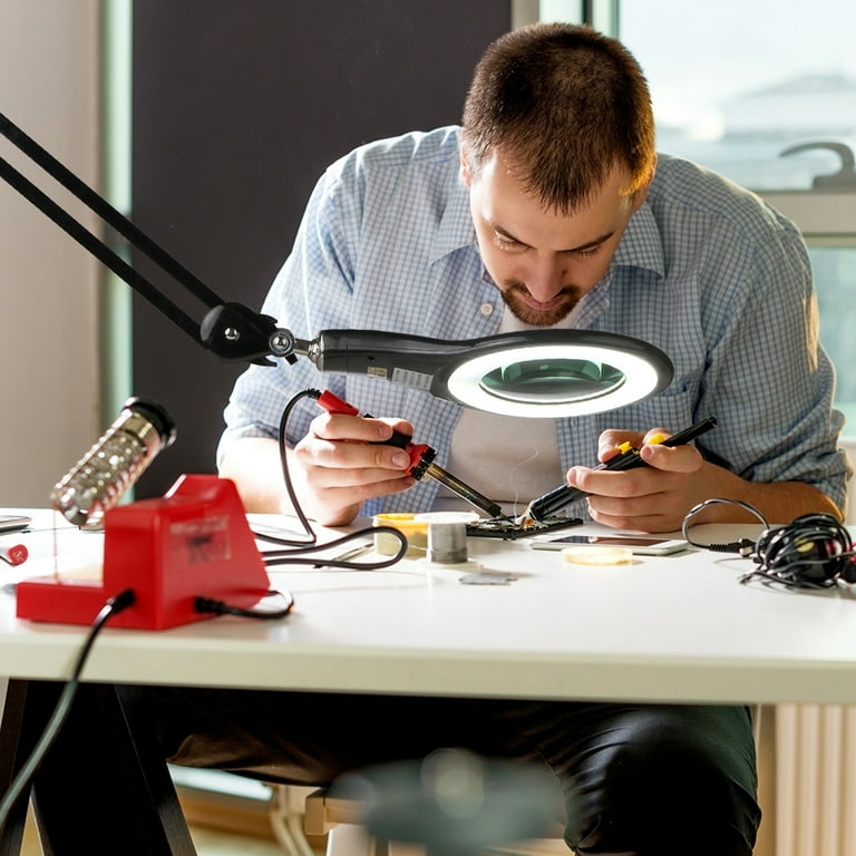 Desk Top LED Lighted Workbench Magnifier Glass Magnifying Lights for Craft  Hobby