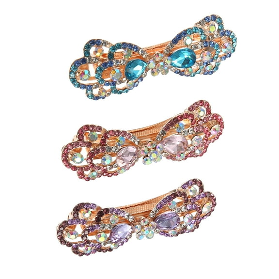 Unique Bargains Hair Barrettes Accessories for Women Hair Clips Sparkly Glitter Hairpin 3 Pcs Purple Blue Pink
