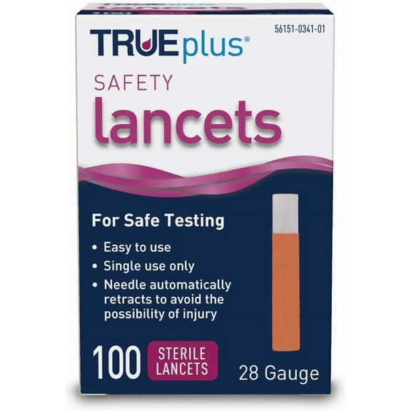 TRUEplus® 28g Safety Lancets 100ct