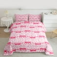 thumbnail image 2 of jejeloiu Chic Cheetah Print Full Size Comforter Sets,Pink Cute Bowknot Bedding Sets For Girls Teens Reversible 3 Pieces, 2 of 8