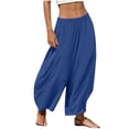 thumbnail image 2 of Womens Casual Pants Lightweight Elastic Waist Palazzo Pants with Pockets Summer Wide Leg Trousers Women, 2 of 8