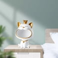 thumbnail image 4 of Figura de gato de la suerte de boca grande, soporte de almacenamiento de escritorio para llaves y dulces con forma de animal de resina. blanco, 4 of 9