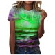 thumbnail image 2 of ICHUANYI Clearance Women's Fashion Casual Loose Blouse Printing Round Neck T-Shirt Shirts Blouse Print Tee(Green, M) ICHUANYI WER2023081502068, 2 of 5