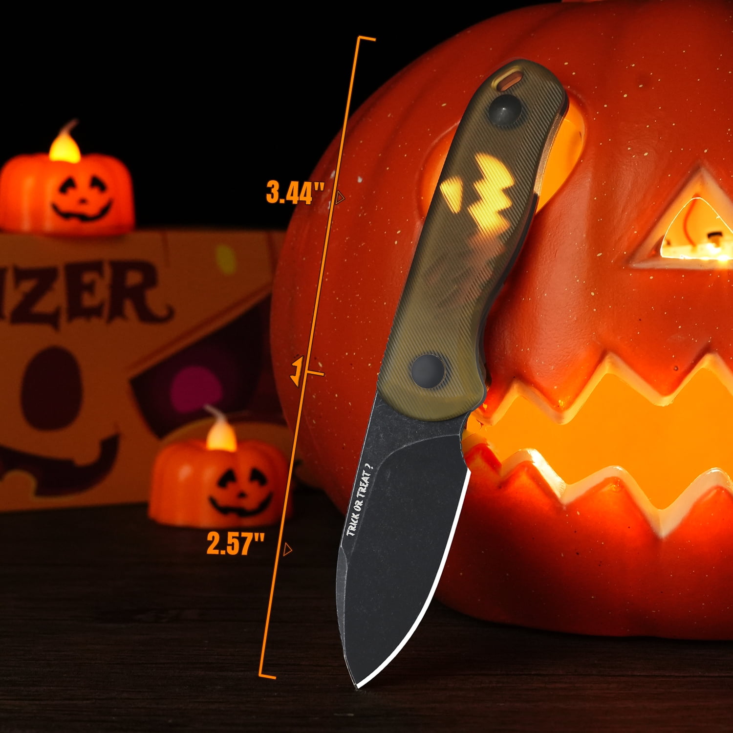 Kizer Halloween Drop Bear Fix Fixed Knife 14C28N Blade PEI Handle With Sheath Limited Halloween Edition Gift 1094HW2