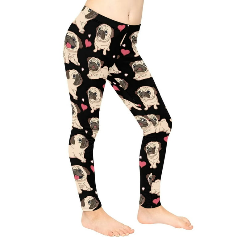 FKELYI Floral Sloth Cute Girls Leggings Quick Drying Jogging Yoga Pants  High Waisted Straight Leg Elastic Playing Tights Teen Kids Size 10-11 Years