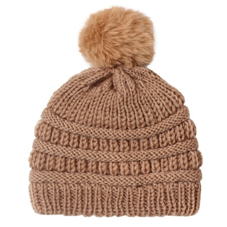 

Toddler Boys Girls Knitted Cap Beaniess Pompom Elastics Turban Winter Warm Hat