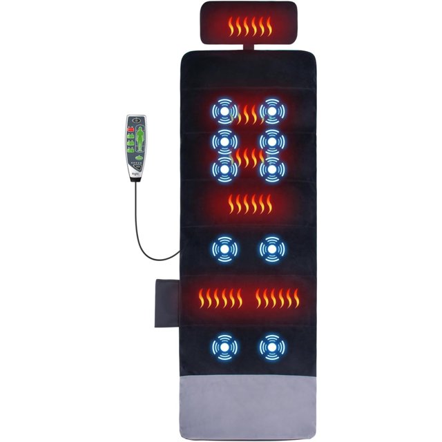 Full Body Massage Mat with Heat, Adjustable Pillows Vibration Back Heating Massager with 10 Vibrating Nodes Heating Pads for Neck Back