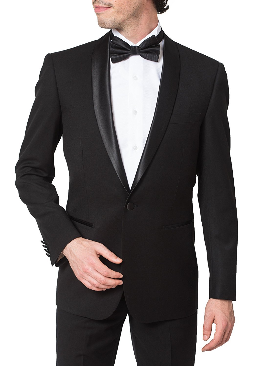 Giorgio Fiorelli Men’s G47815/1 One Button Modern Fit Two-Piece Shawl Collar Tuxedo Suit Set - Black - 44R - image 3 of 5