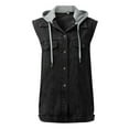 thumbnail image 5 of Womens Denim Jacket Jean Jacket Lapel Loose Blouse Casual Fashion Loose Waist Coat Sleeveless Vest Button Hooded Detachable Coat Clothes, 5 of 6
