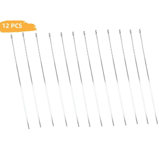 Metal Skewers For Grilling - 12 Pack Skewers For Kabobs, BBQ Skewers, Shish Kabob Skewers, Flat Stainless Steel Barbecue Skewers Grill Stick Set for Meat, Chicken, Shrimp, Fruit, Vegetables