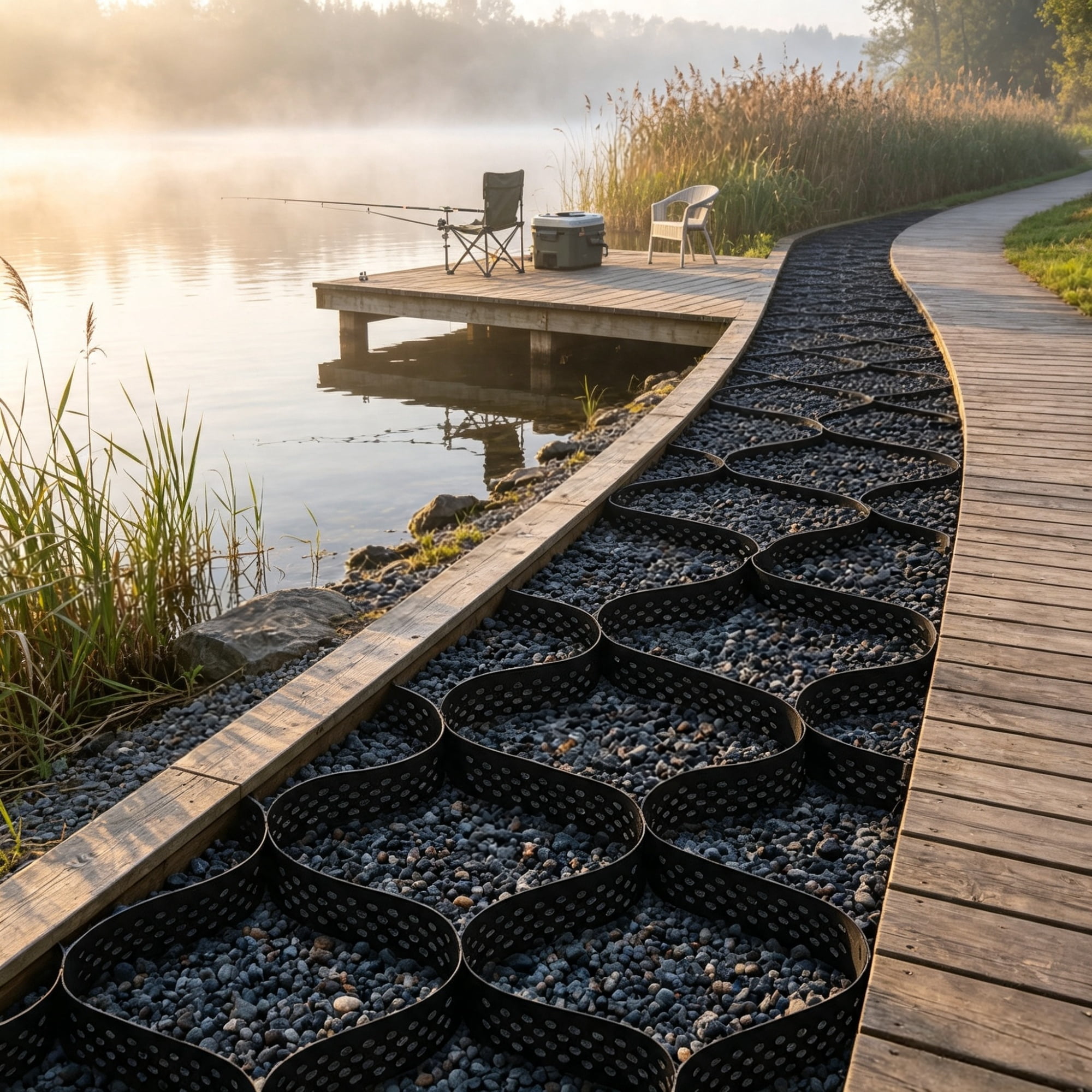 Gravel Grid Driveway Stabilization, Permeable Grass Ground Retainer 24.93 x 9.52 FT, 1880 LBS/Sq FT for Patio Walkway & RV Parking, 3" Depth