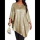 thumbnail image 3 of Blusa Holgada con Cuello Redondo y Mangas de Puntos, Dobladillo Irregular, Talla Grande 2025 para Mujer 5XL, 3 of 8