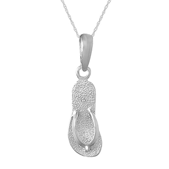 925 Sterling Silver Nautical Charm Pendant with Chain, Flip-Flop (High Polish Straps) and