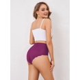 thumbnail image 3 of Women No Show High Waisted Panties Tagless Wave Edge Full Coverage Ladies Briefs  Red M, 3 of 8