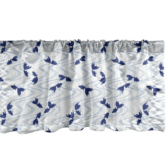 Ambesonne Fish Valance Pack of 2, Style Aquatic Motifs, 54"X18", White Dark Lavender