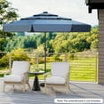thumbnail image 4 of Costway 10 FT Solar Patio Umbrella with 32 LED Lights 3-Tier Vented Top & Ruffles Blue, 4 of 10