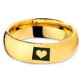 thumbnail image 2 of Tungsten Wyoming The Equality State Heart Band Ring 7mm Men Women Comfort Fit 18k Yellow Gold Dome Polished, 2 of 4