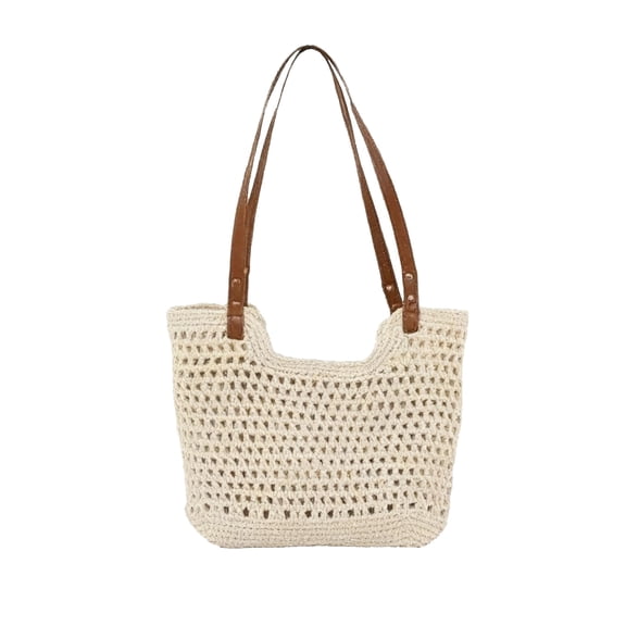 Crochet beach tote handbag, Bohemian style woven tote bag