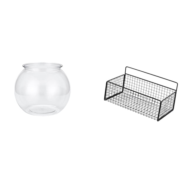 BELOVING Transparent Small Fish Tank Aquarium Bowl Vase for Small Fish Table Ornament Home Office Decor Plant Display