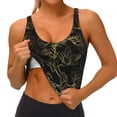 thumbnail image 3 of Uemuo Gold Gloss Outline Floral Pattern Women's Sports Bra - High Impact Support, Breathable, and Comfortable Athletic Bra for Running, Yoga, and Workouts, 3 of 9