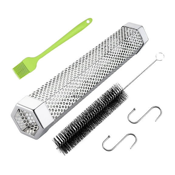 Premium Pellet Smoker Tube 12 inches,Stainless Steel Hexagonal BBQ Smoker Pipe, Hot or Cold Smoking,Fruit Wood Smoker for Pellet Grills