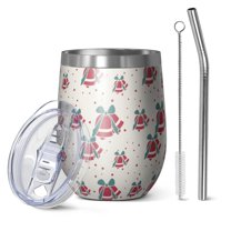 Christmas 12oz Stainless Steel Insulated Wine Tumbler with Lid and Straw – Double Wall Vacuum Mug for Hot & Cold Drinks, 304 Steel Interior, Sweat-Free Design