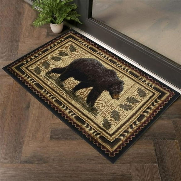 2 x 3 ft. Cabin Life Lodge Machine Made Rectangle Rug, Black