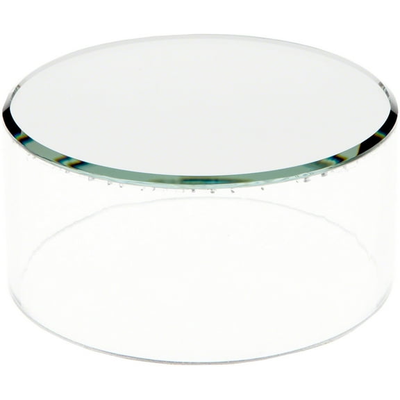 Plymor Clear Acrylic Cylinder Display Riser with Mirror Top, 2" H x 4" D