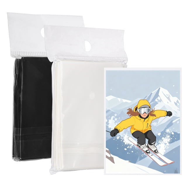 Uxcell Pochettes Mates pour Cartes, Protège-Cartes de Collection Parfaites pour Cartes à Collectionner & Baseball & Sports & Rassemblement de Magie & Cartes de Jeu de Magie (Noir/blanc, 100 Pcs)
