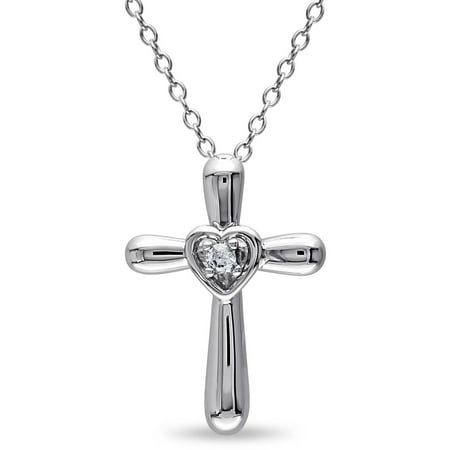 Miabella Diamond-Accent Sterling Silver Religious Cross Pendant, 18