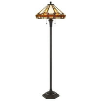 60W X 2 Tiffany Table Lamp With Pull Chain Switch With Metal And Resin Lamp Body