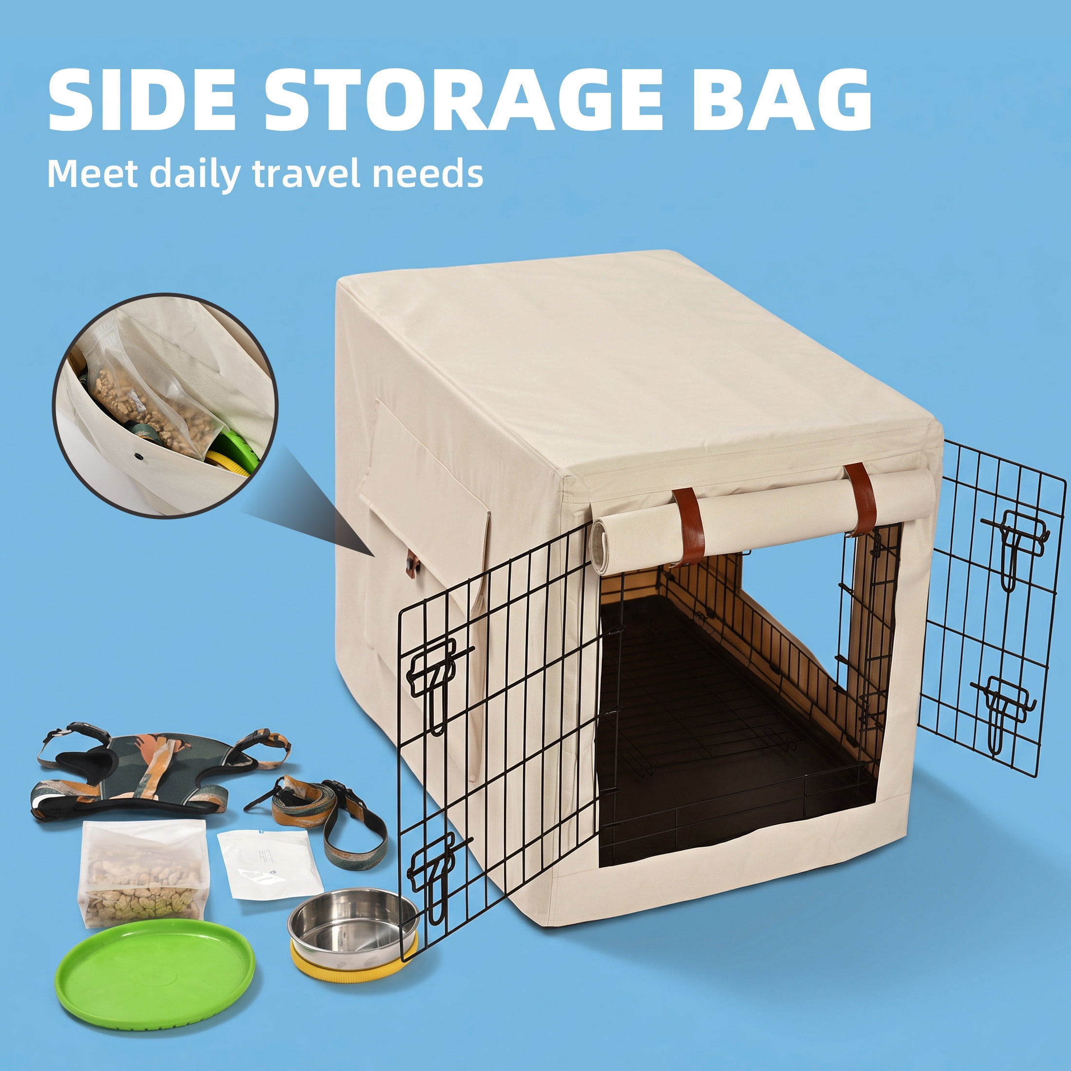 Vibrant Life 24" Dog Crate Cover with Breathable Panels, Beige