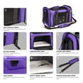 thumbnail image 3 of Transportín para mascotas Henkelion, tamaño grande, para gatos y perros de hasta 11 kg, color morado, 3 of 7