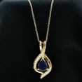 thumbnail image 3 of Rosec Jewels Pear Shape Lab Grown Blue Sapphire Teardrop Pendant with Moissanite (6X8 mm), 14K Yellow Gold, 3 of 8