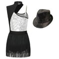 thumbnail image 4 of YONGHS Womens Sleeveless Latin Jazz Dance Leotard Tuxedo Bodysuit Dress With Hat Silver XXL, 4 of 7