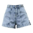 thumbnail image 3 of BKQCNKM Womens Jeans Jeans For Women High Waisted Side Zip Straight Pipe Casual Denim Shorts Adjustable Waist Shorts Jeans Blue L, 3 of 7