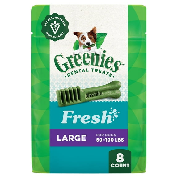 Greenies Fresh Flavor Adult Natural Dental Dog Treats Large Size, 12 oz Pack (8 Count)