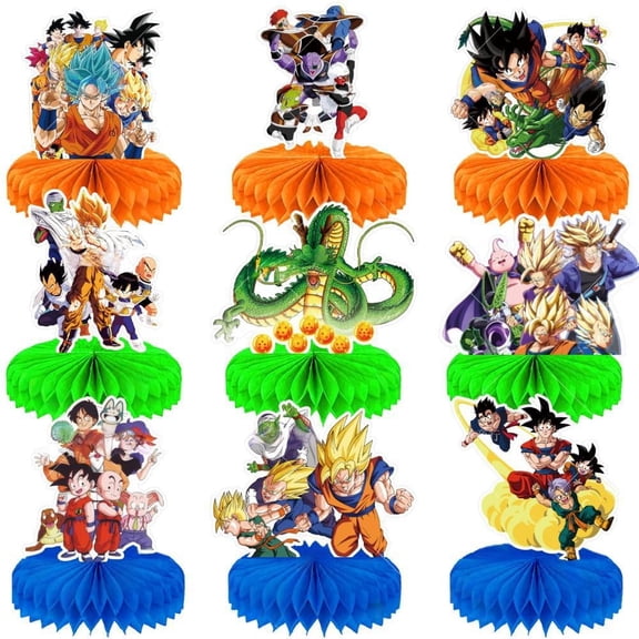 9 PCS Party Supplies, Honeycomb Centerpieces 3D Double Side Party Decor, Colorful Non-Fading Cardstock Birthday Party Decorations for Tabletop, Cake Display