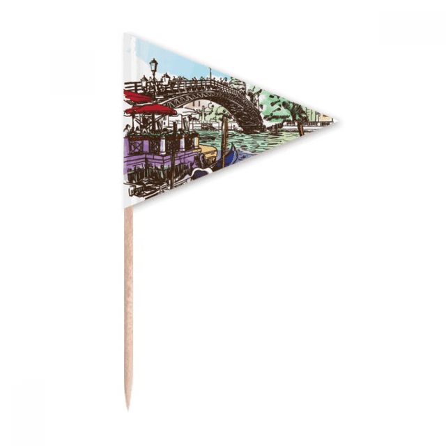 Italy Venice Landmark Watercolour Toothpick Triangle Cupcake Toppers Flag