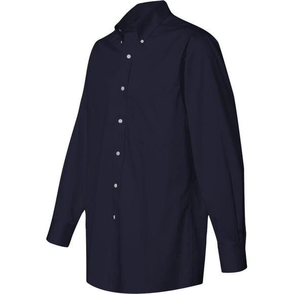 Van Heusen - Camisa de sarga de manga larga, marina M Van Heusen Camisa de vestir