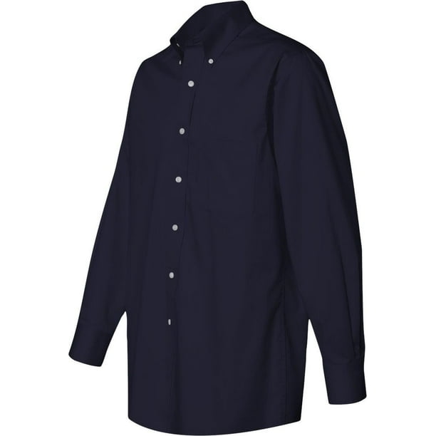 Van Heusen - Camisa de sarga de manga larga, marina M Van Heusen Camisa de vestir