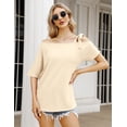 thumbnail image 3 of MURMUREY Women's One Off Shoulder Tops Short Sleeve Casual Blouses Summer Solid Color Tie Knot Shirt Top, 3 of 6