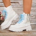 thumbnail image 6 of Taqqpue Women's Ankle Boots Plus Size Round Toe Thick Sole Side Zipper Lace Up Comfortable Booties for Women Size 5.5-11 Fashion Dress Shoes Fall Winter Footwear Casual Walking Daily, 6 of 10