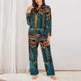 thumbnail image 2 of Fotbe Owl In Blue Conjunto de Pijama de Manga Larga para Mujer con Estampado, Ropa de Dormir de 2 Piezas, Conjunto de Casa Suave y Cómodo con Bolsillos-X-Large, 2 of 7