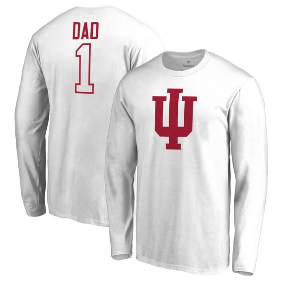 Men's White Indiana Hoosiers #1 Dad Long Sleeve T-Shirt