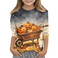 thumbnail image 4 of Retro Halloween Shirts for Toddler Girls Boys Ghost Pumpkin Graphic Shirts Crewneck 3/4 Sleeve Halloween Tees 2-13 Years, 4 of 5