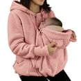 thumbnail image 5 of NIEWTR Women Fleece Zip up Hoodie 2 in 1 Baby Wearing Jacket Maternity Winter Coat Thicken Kangaroo Sweatshirt Baby Wearing Outerwear Coat, 5 of 9