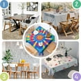 thumbnail image 4 of Rainbow Tie Dye Mandala Pattern Square Tablecloth,Waterproof Square Table Cover,Wipeable Spillproof Washable Table Cover for Home Kitchen Party Decor 52"x52"(132x132cm), 4 of 6
