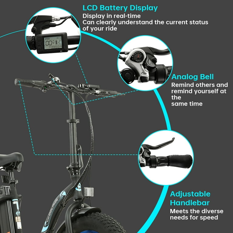 ECOTRIC 500 W 36 V E Ride Foldable 20 Electric Bicycle Fat Tire Removable Battery 7 Speed Children A E516646 Walmart