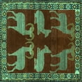 thumbnail image 1 of Ahgly Company Indoor Square Persian Turquoise Blue Traditional Area Rugs, 6' Square, 1 of 4